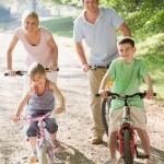 Family on bicycle ride