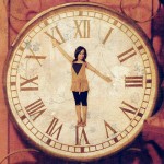 woman and a clock woman and a clock