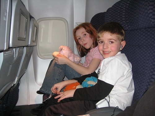 kids on an airplane